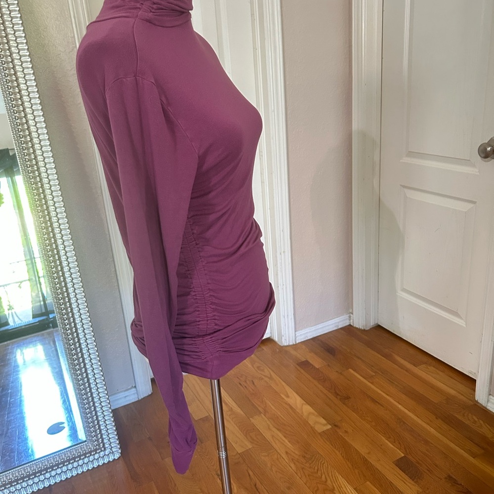 Soft Surroundings Plum Ruched Turtleneck Top | Size S - Picture 7 of 12